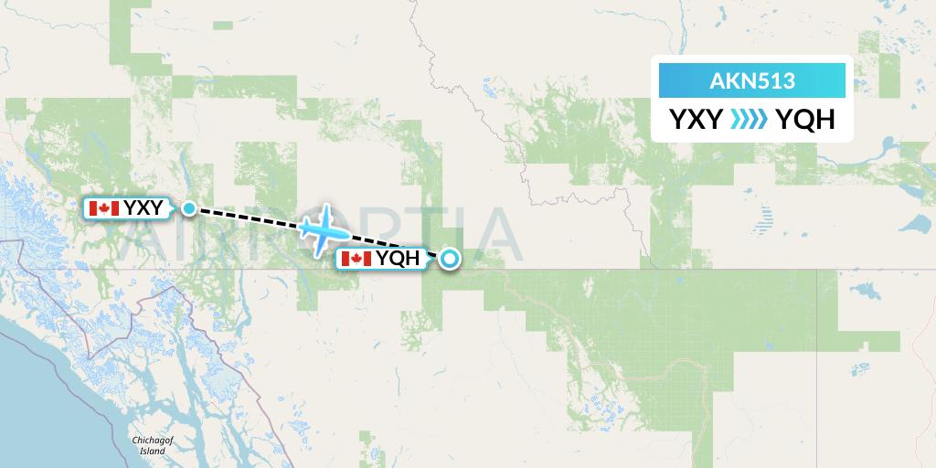 AKN513 Alkan Air Flight Map: Whitehorse to Watson Lake