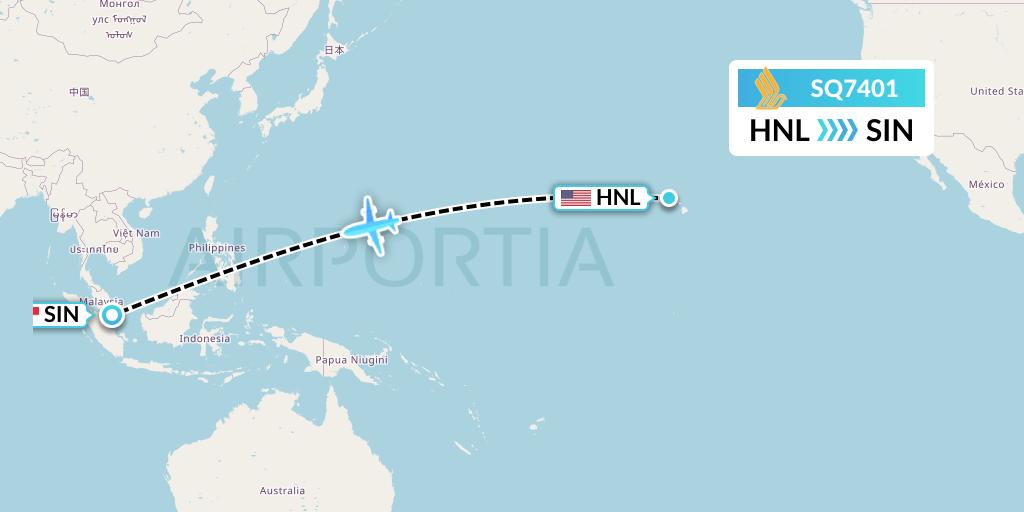SQ7401 Singapore Airlines Flight Map: Honolulu to Singapore