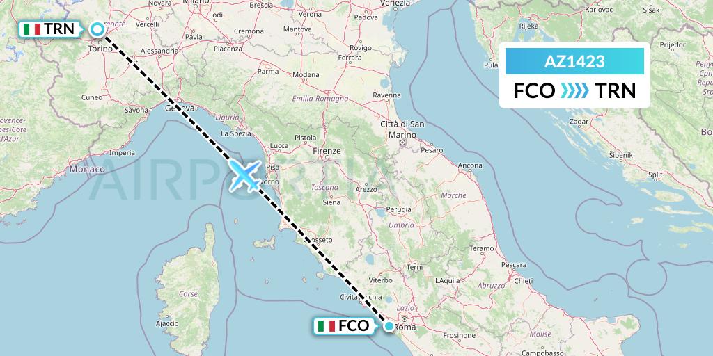 AZ1423 ITA Airways Flight Map: Rome to Turin