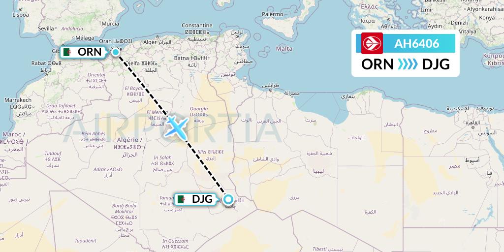 AH6406 Air Algerie Flight Map: Oran to Djanet