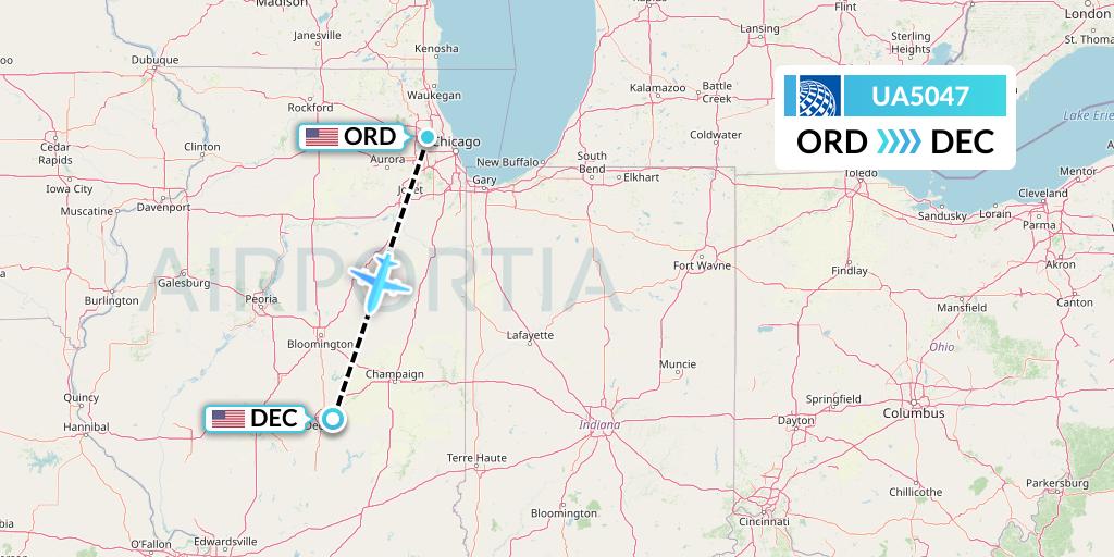 UA5047 United Airlines Flight Map: Chicago to Decatur