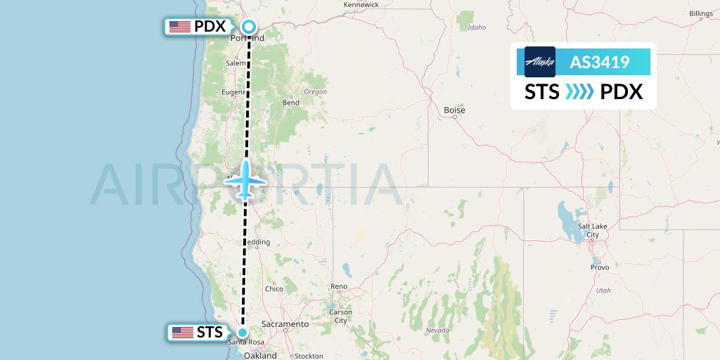 AS3419 Alaska Airlines Flight Map: Santa Rosa to Portland