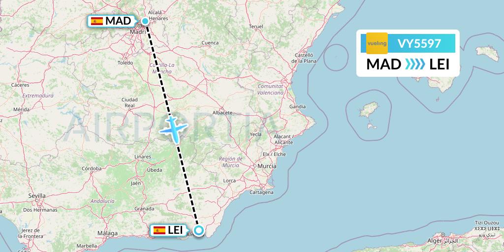 VY5597 Vueling Flight Map: Madrid to Almeria