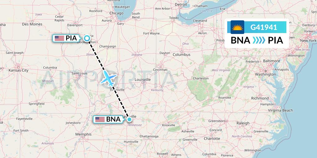 G41941 Allegiant Air Flight Map: Nashville to Peoria