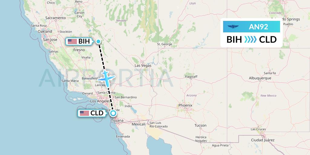 AN92 Advanced Air Flight Map: Bishop to San Diego