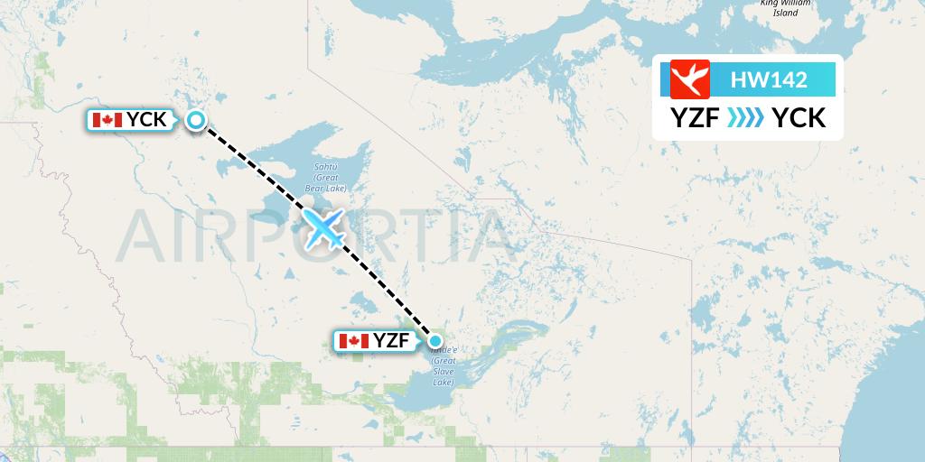 HW142 North-Wright Airways Flight Map: Yellowknife to Colville Lake