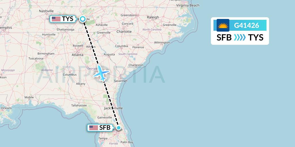 G41426 Allegiant Air Flight Map: Orlando to Knoxville