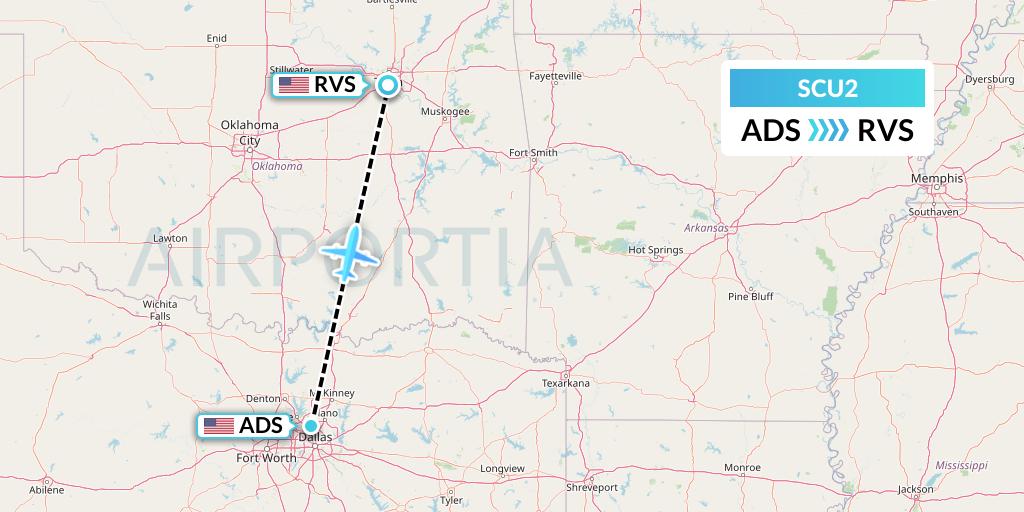 SCU2 Air Scorpio Flight Map: Dallas to Tulsa