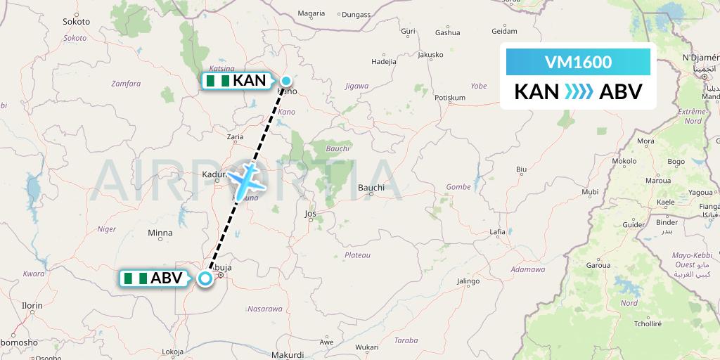 VM1600 Max Air Flight Map: Kano to Abuja