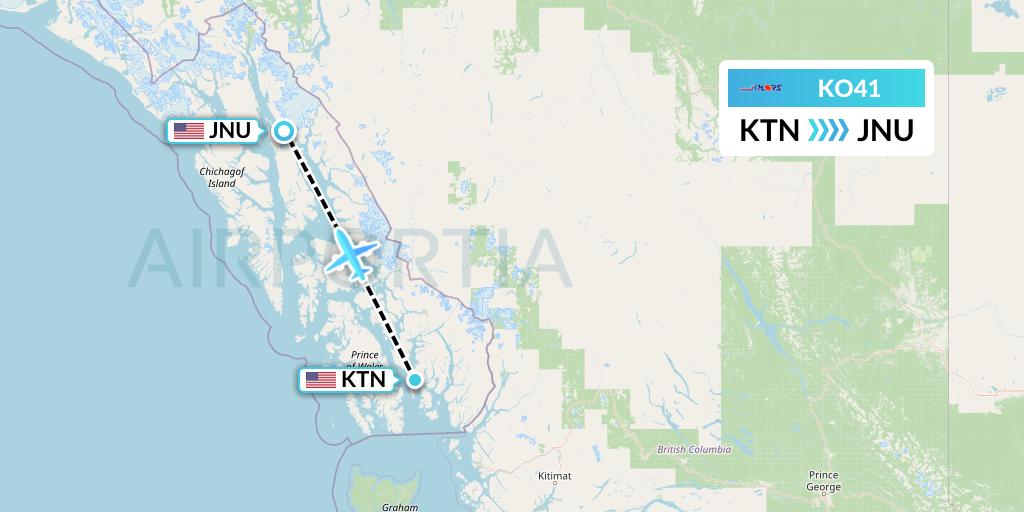 KO41 Komiaviatrans Flight Map: Ketchikan to Juneau