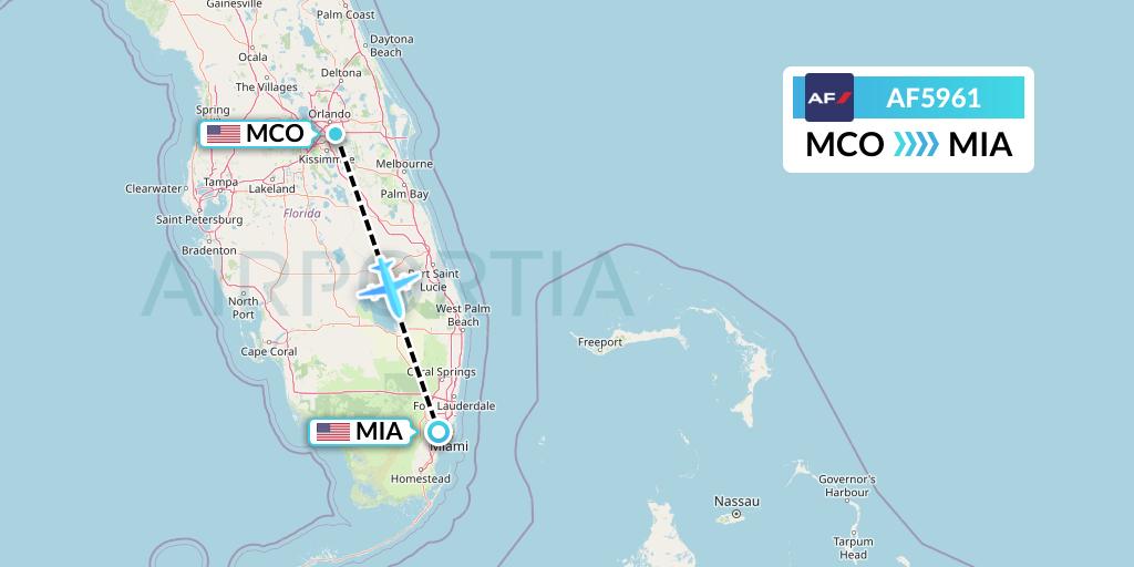 AF5961 Air France Flight Map: Orlando to Miami