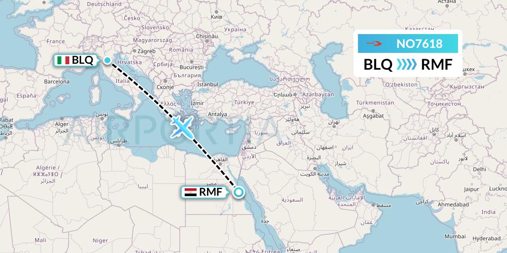 NO7618 Neos Flight Map: Bologna to Marsa Alam