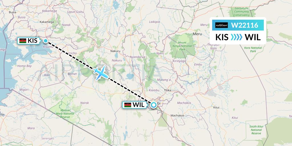W22116 Flex Flight Flight Map: Kisumu to Nairobi