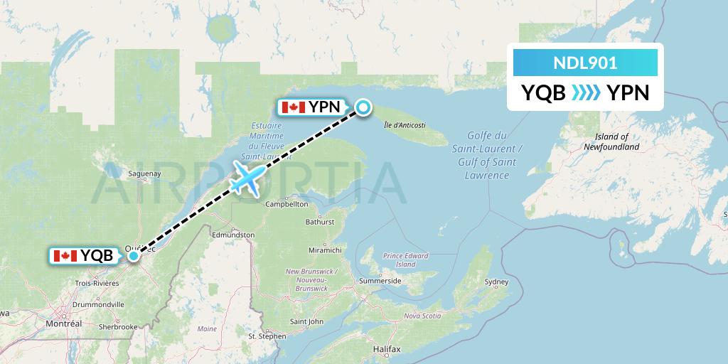 NDL901 Chrono Aviation Flight Map: Quebec to Port-Menier