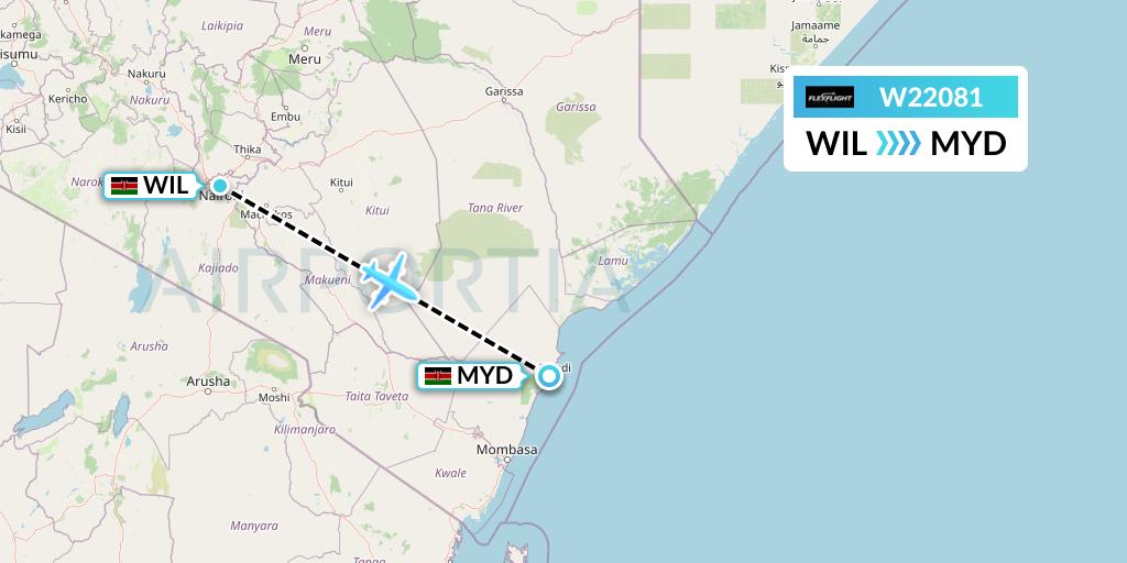 W22081 Flex Flight Flight Map: Nairobi to Malindi