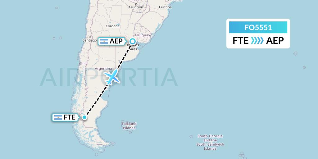FO5551 Aero Flightops Uk Limited Flight Map: El Calafate to Buenos Aires