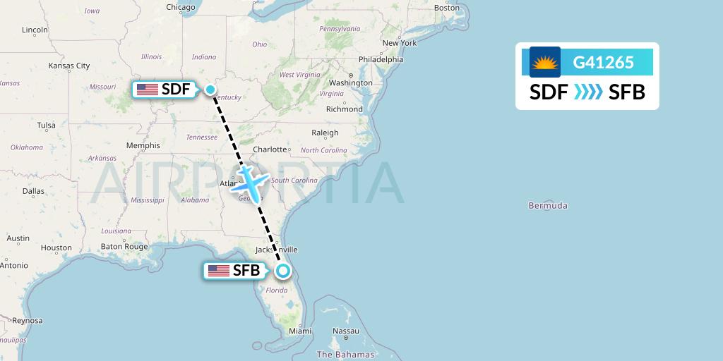 G41265 Allegiant Air Flight Map: Louisville to Orlando