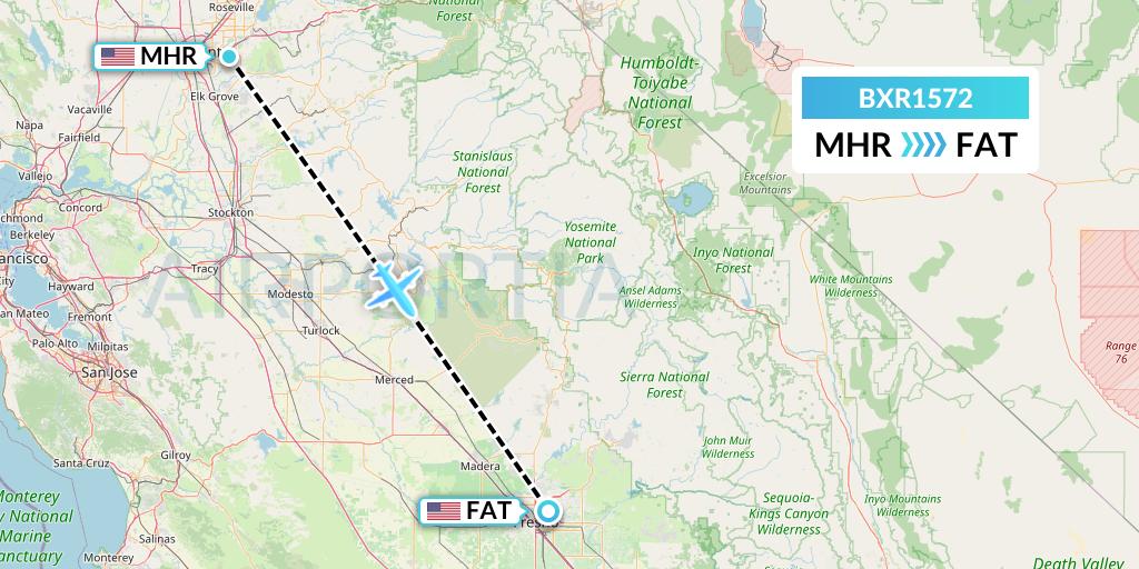 BXR1572 Redding Aero Enterprises Flight Map: Sacramento to Fresno