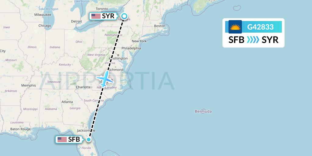 G42833 Allegiant Air Flight Map: Orlando to Syracuse