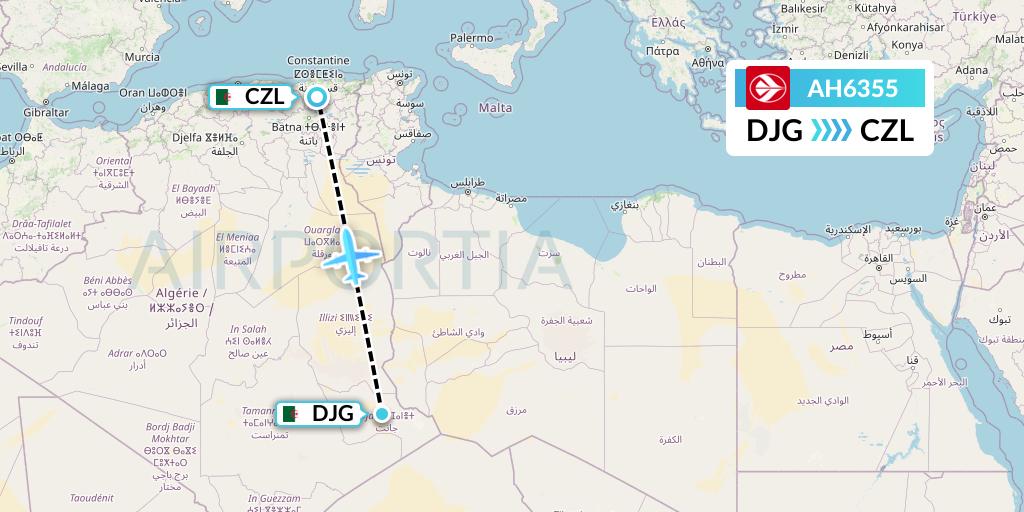 AH6355 Air Algerie Flight Map: Djanet to Constantine