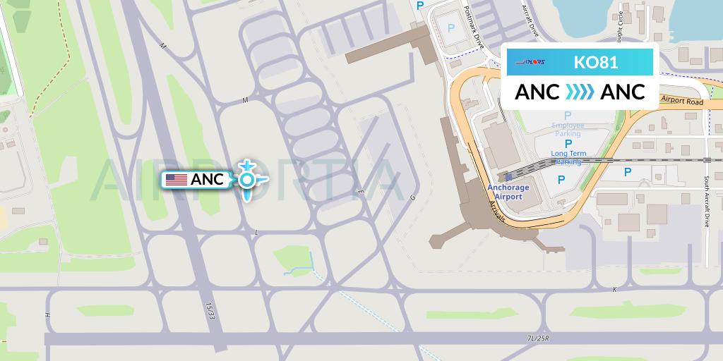 KO81 Komiaviatrans Flight Map: Anchorage to Anchorage