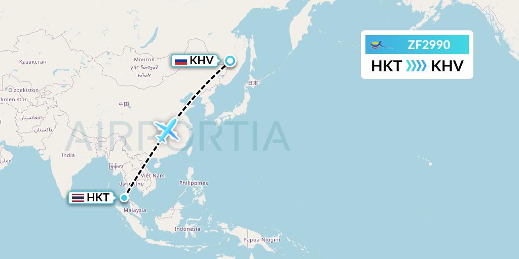 ZF2990 Azur Air Flight Map: Phuket to Khabarovsk