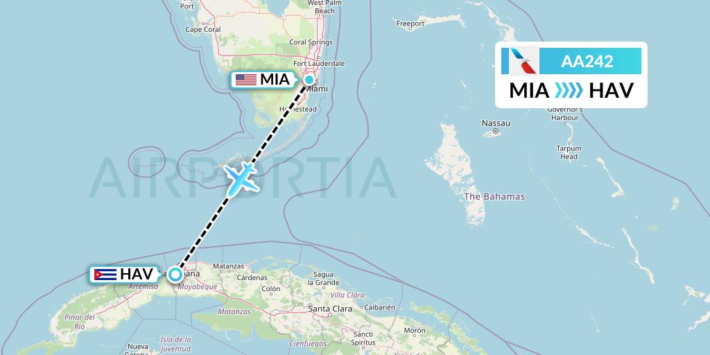 AA242 American Airlines Flight Map: Miami to Havana