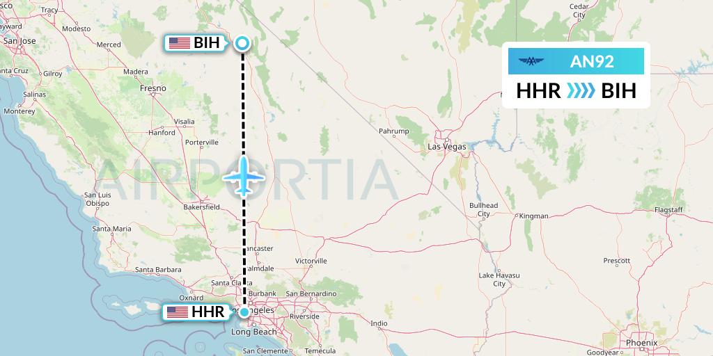 AN92 Advanced Air Flight Map: Hawthorne to Bishop