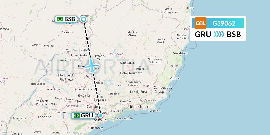 G39062 GOL Transportes Aeros Flight Map: Sao Paulo to Brasilia
