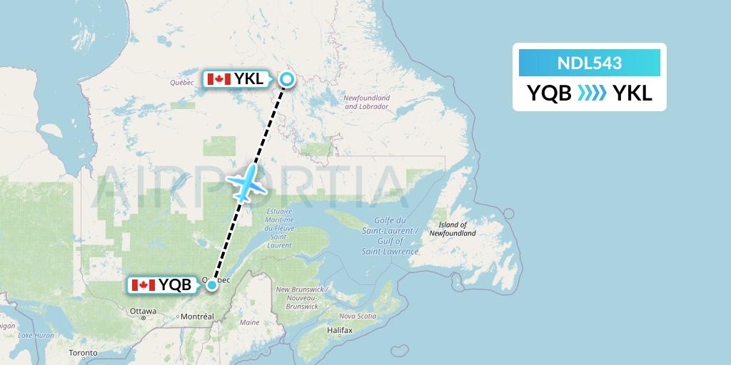 NDL543 Chrono Aviation Flight Map: Quebec to Schefferville