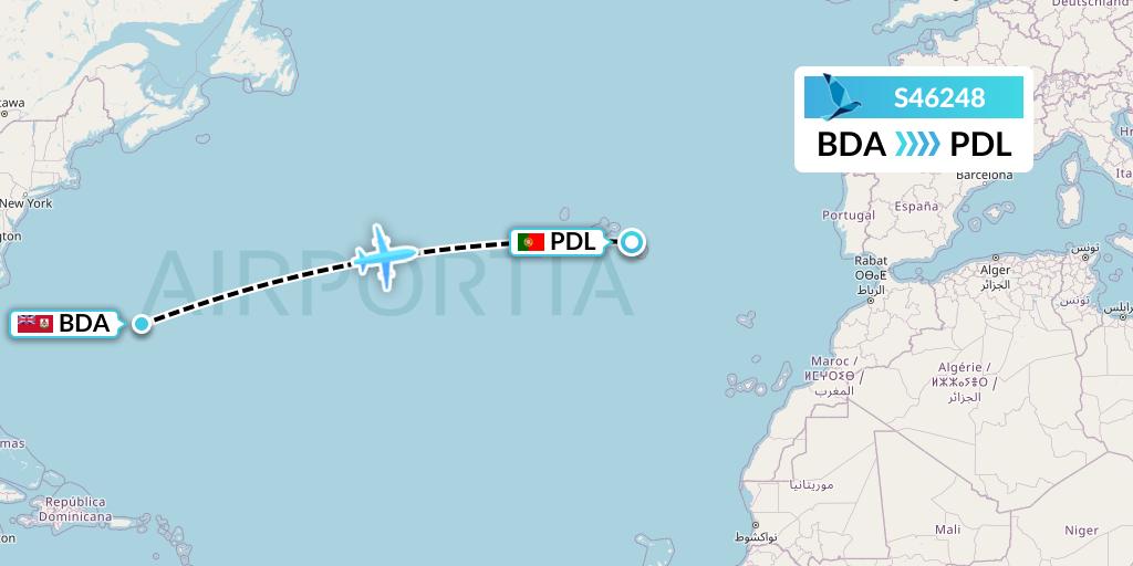 S46248 Flight Status Azores Airlines Bermuda to Ponta Delgada (RZO6248)