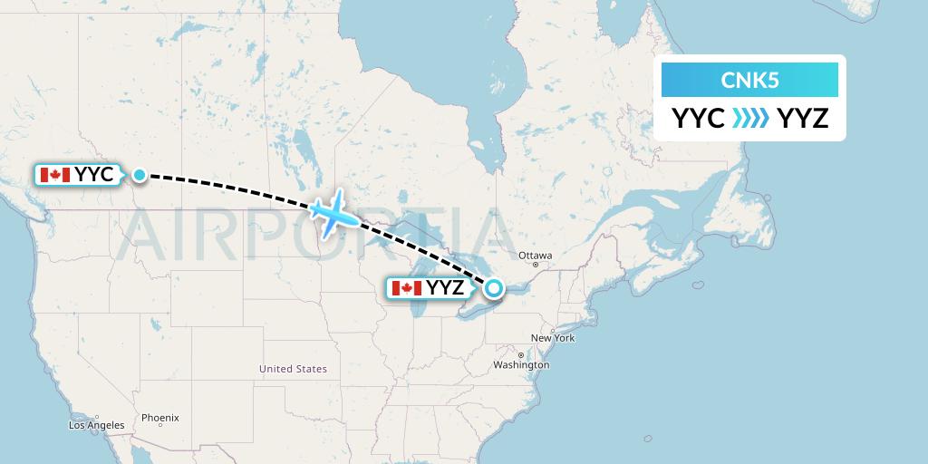 CNK5 Sunwest Aviation Flight Map: Calgary to Toronto
