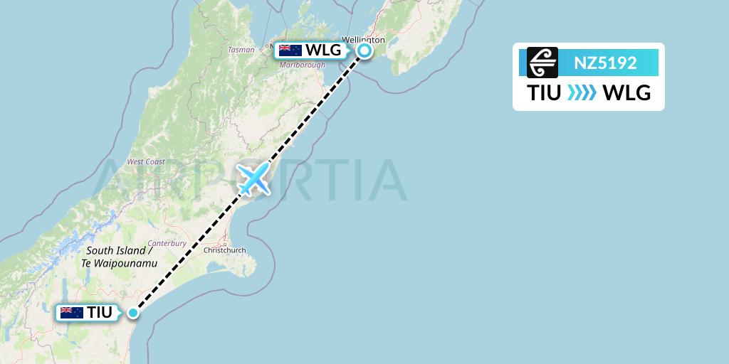 NZ5192 Air New Zealand Flight Map: Timaru to Wellington