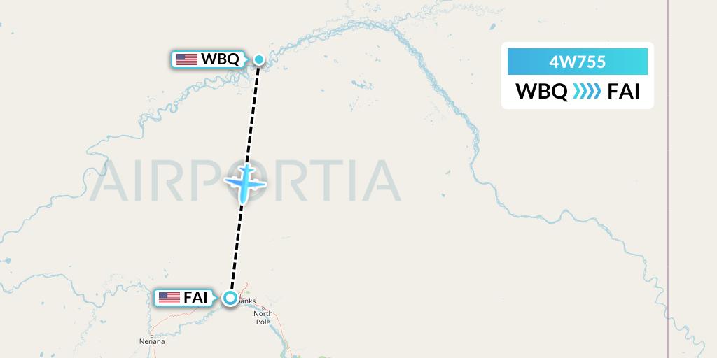 4W755 Warbelows Air Ventures Flight Map: Beaver to Fairbanks