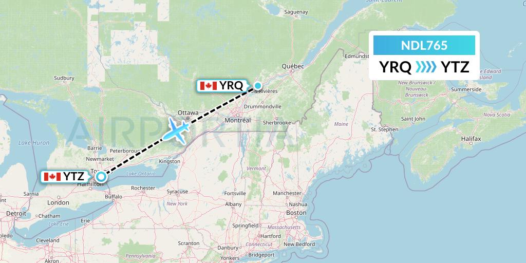 NDL765 Chrono Aviation Flight Map: Trois-Rivieres to Toronto