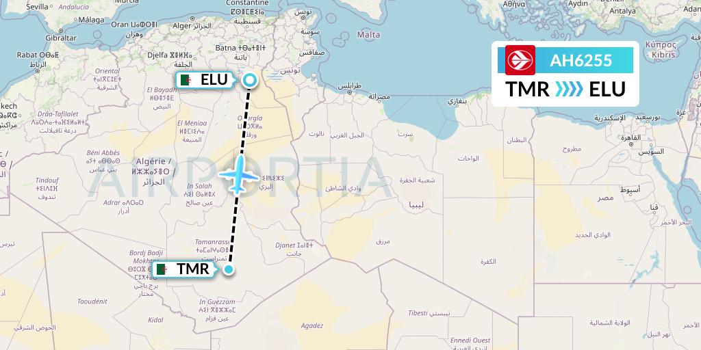 AH6255 Air Algerie Flight Map: Tamanrasset to Guemar