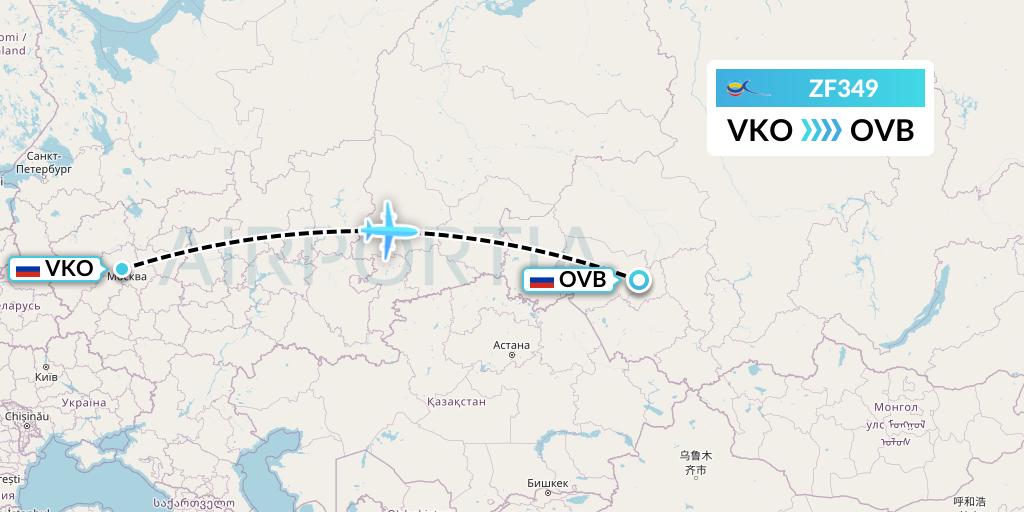 ZF349 Azur Air Flight Map: Moscow to Novosibirsk