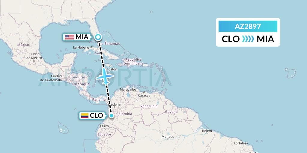 AZ2897 ITA Airways Flight Map: Cali to Miami