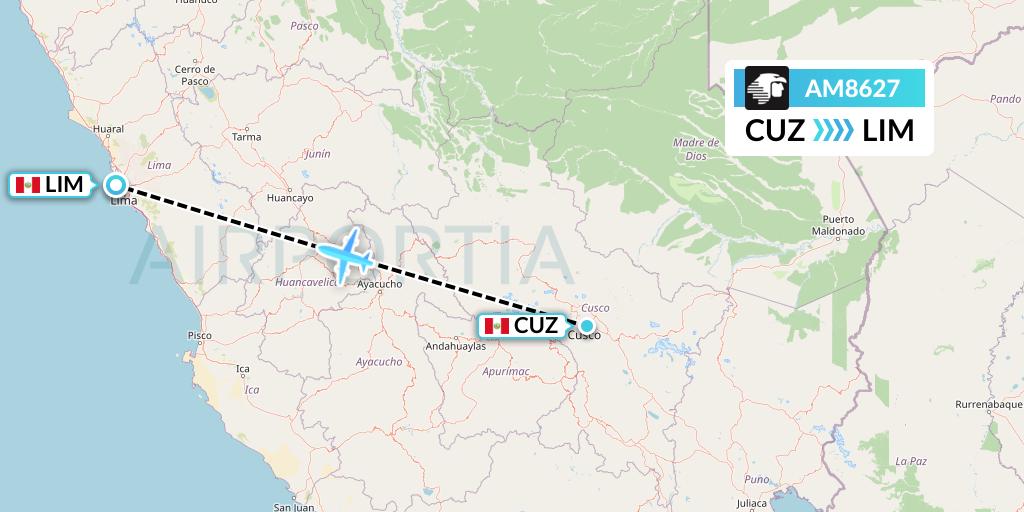 AM8627 Aeromexico Flight Map: Cusco to Lima