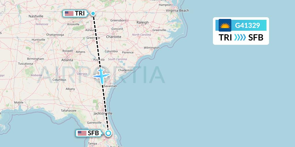 G41329 Allegiant Air Flight Map: Blountville to Orlando