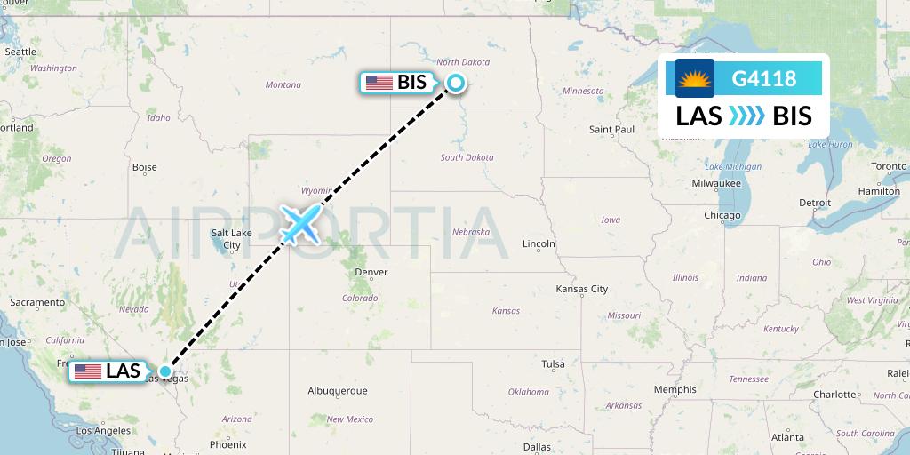 G4118 Allegiant Air Flight Map: Las Vegas to Bismarck