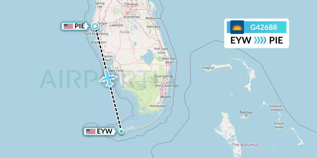 G42688 Allegiant Air Flight Map: Key West to St. Petersburg