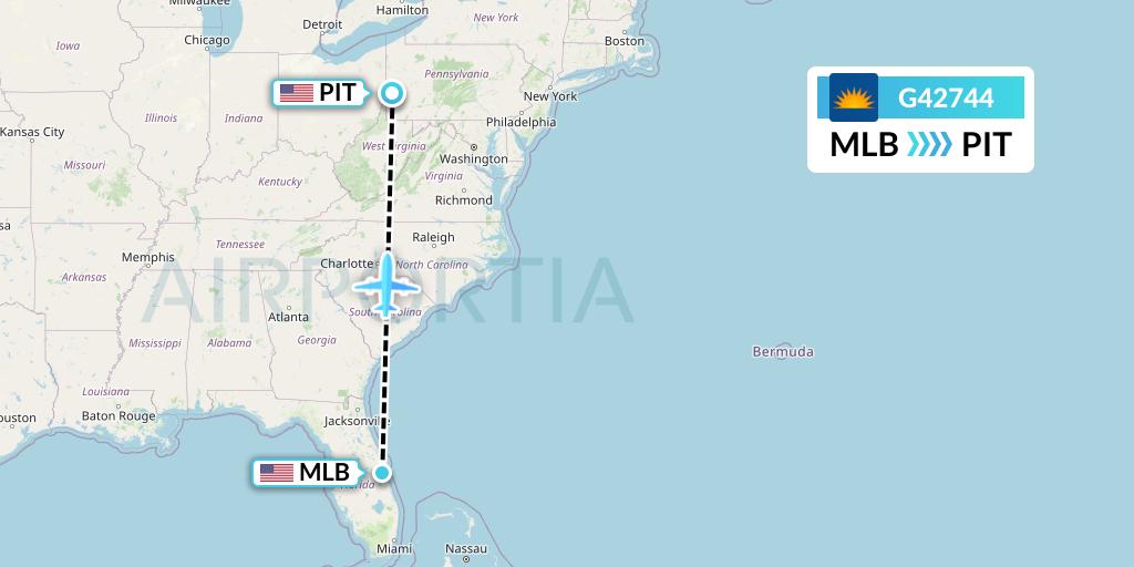G42744 Allegiant Air Flight Map: Melbourne to Pittsburgh