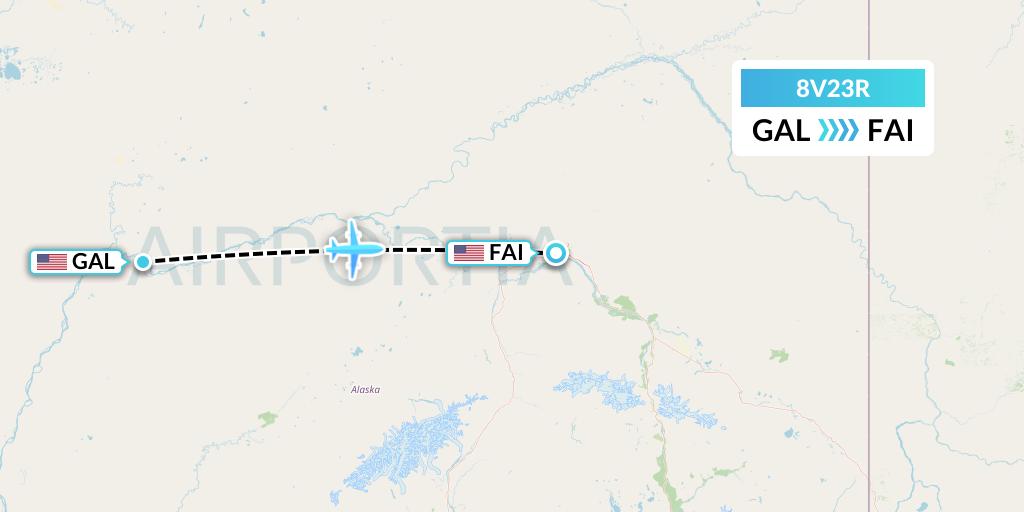 8V23R Wright Air Service Flight Map: Galena to Fairbanks