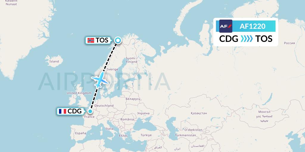 AF1220 Air France Flight Map: Paris to Tromso