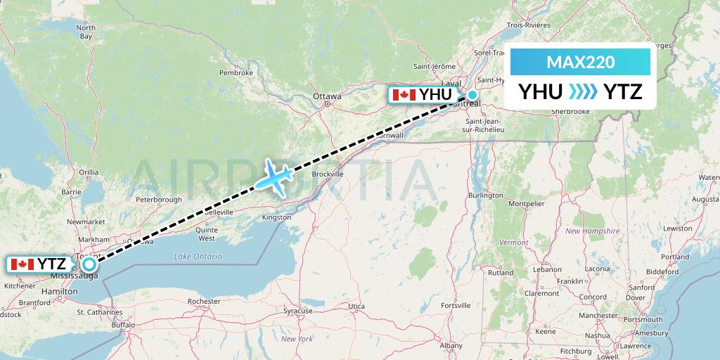MAX220 Max Aviation Flight Map: Montreal to Toronto