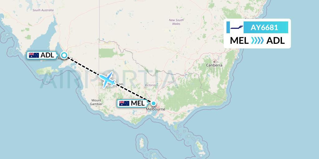 AY6681 Finnair Flight Map: Melbourne to Adelaide