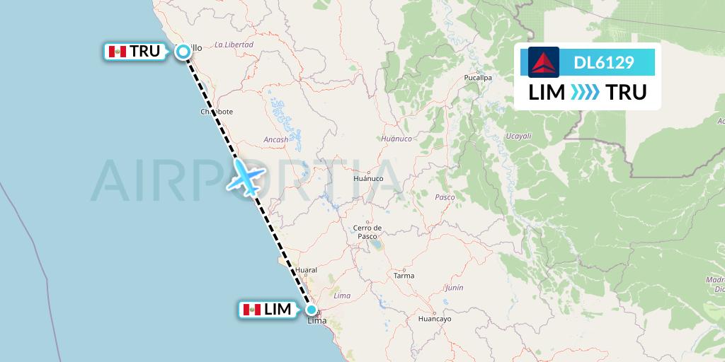 DL6129 Delta Air Lines Flight Map: Lima to Trujillo