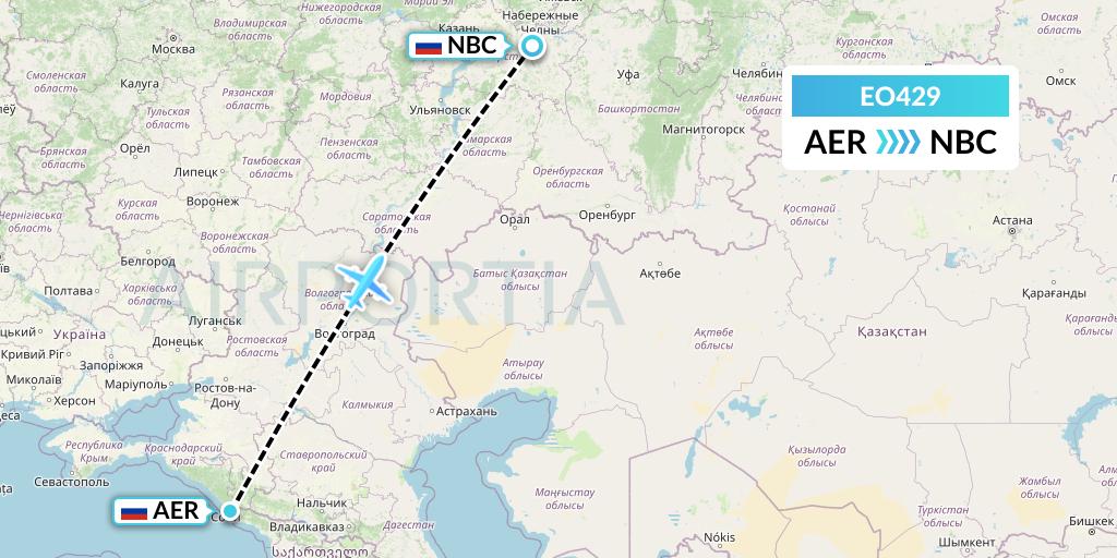 EO429 Pegas Fly Flight Map: Sochi to Naberezhnye Chelny