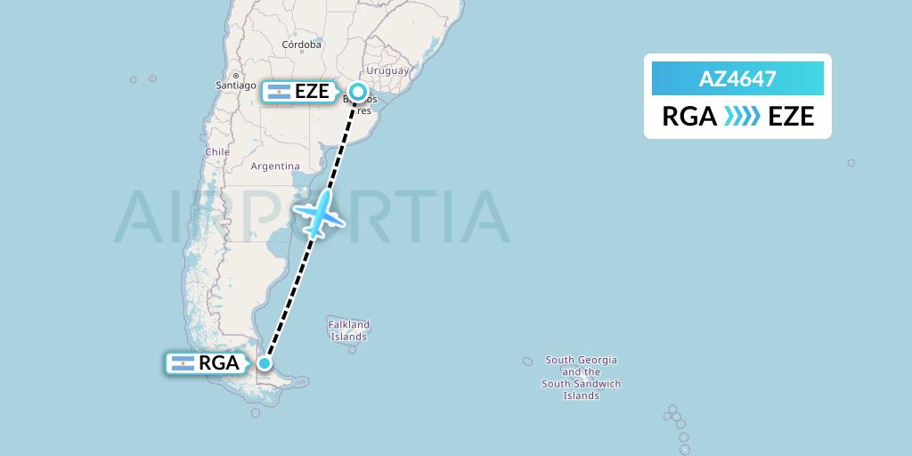 AZ4647 ITA Airways Flight Map: Rio Grande to Buenos Aires